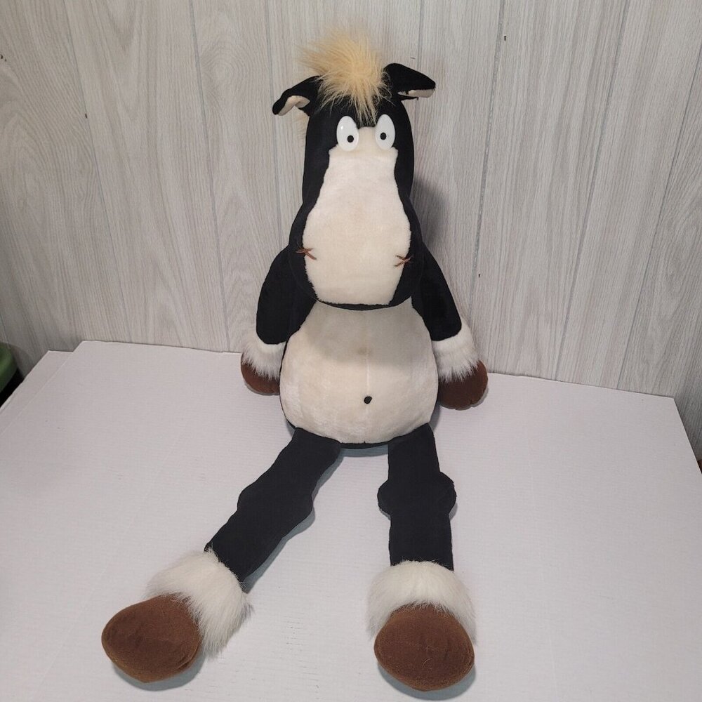 Plush Black & White Horse Equine Farm Animal LARGE Vintage Davis Barnyard